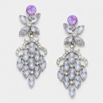 Lilac Bloom Chandelier Crystal Bridal Dangle Earrings